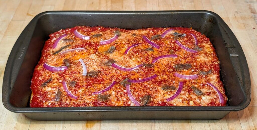Sicilian Sfincione out of the oven!