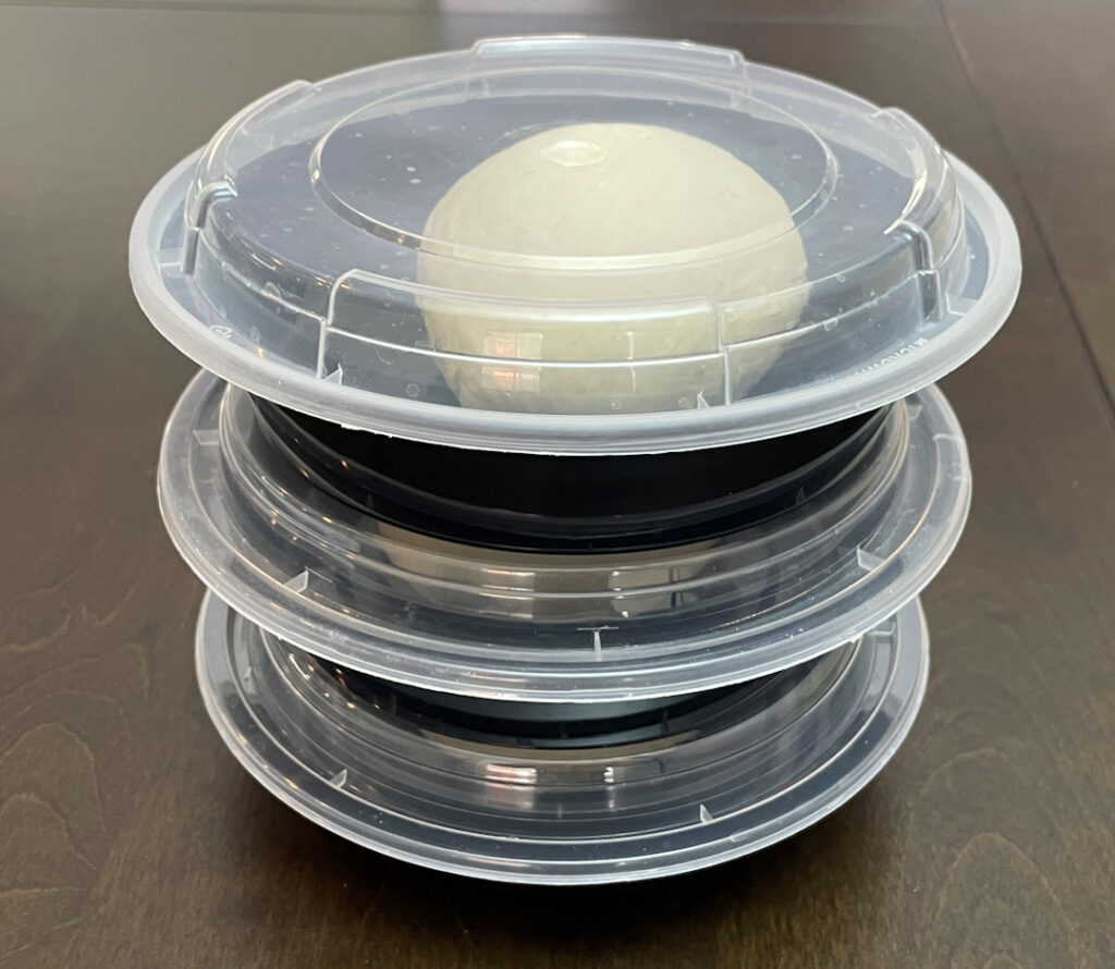 Dough in air-tight containers.