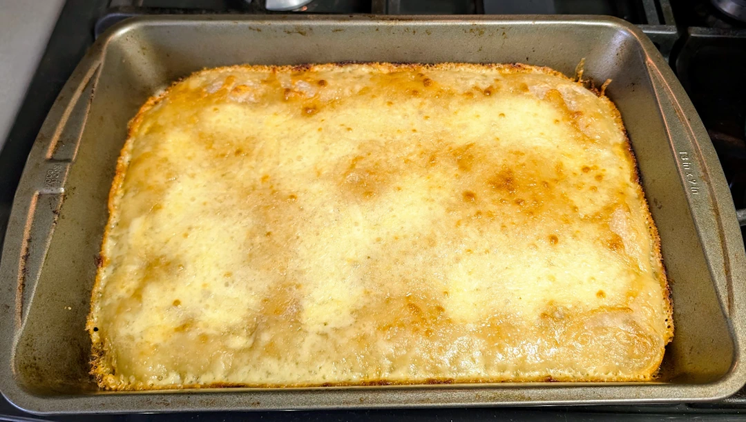 Detroit Pizza process - melted cheese