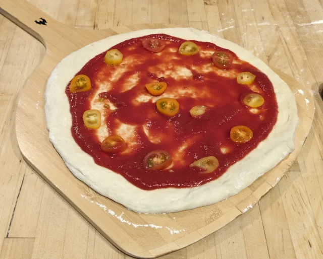 Place the tomato pieces.