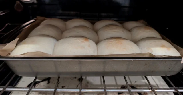 Rising nicely and just beginning to brown.